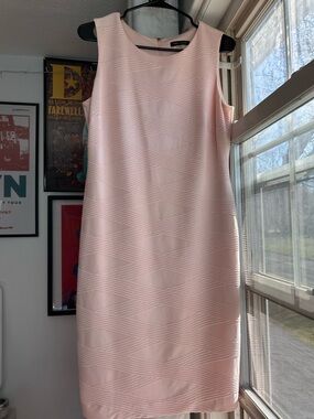 Tommy Hilfiger Light Pink Sleeveless Textured Midi Dress